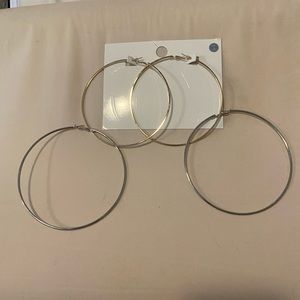 Forever 21 Large Hoop Earrings Silver and Gold Set